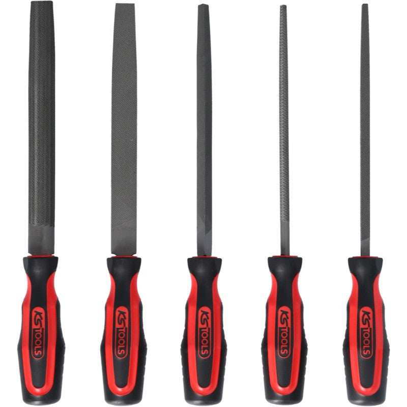 KS TOOLS Jeu de 5 limes emmanchées demi-douces - 140.3000
