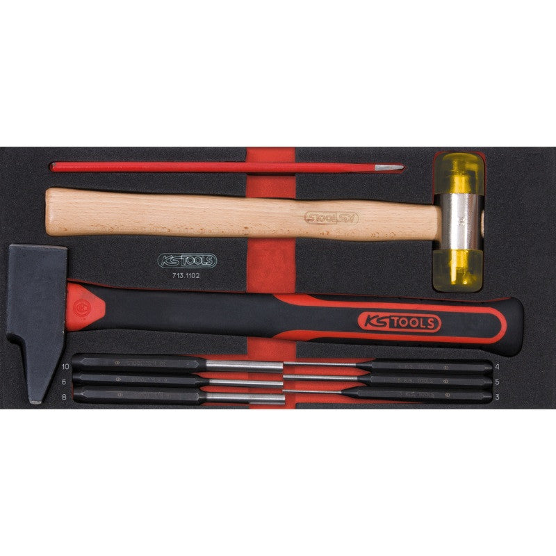 KS TOOLS Module d'outils de frappe manche fibre 9 pièces - 713.1102