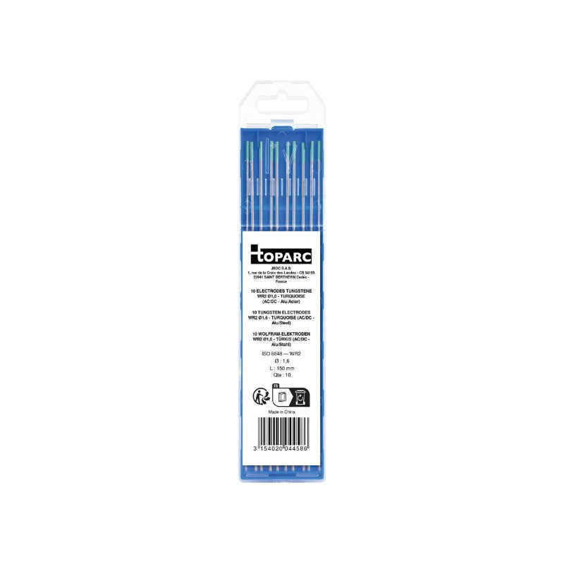 GYS Electrodes Tungstène WR2 Turquoise pack 10 Diam 1.6 - 044586