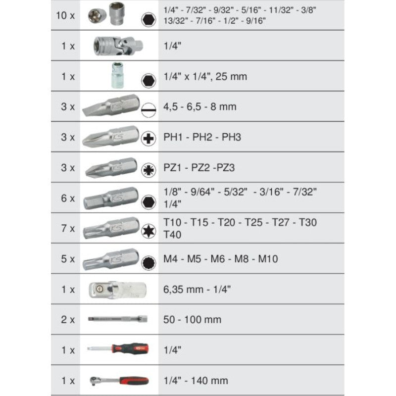 KS TOOLS Coffret 44 douilles et access ULTIMATE en pouces - 922.0647