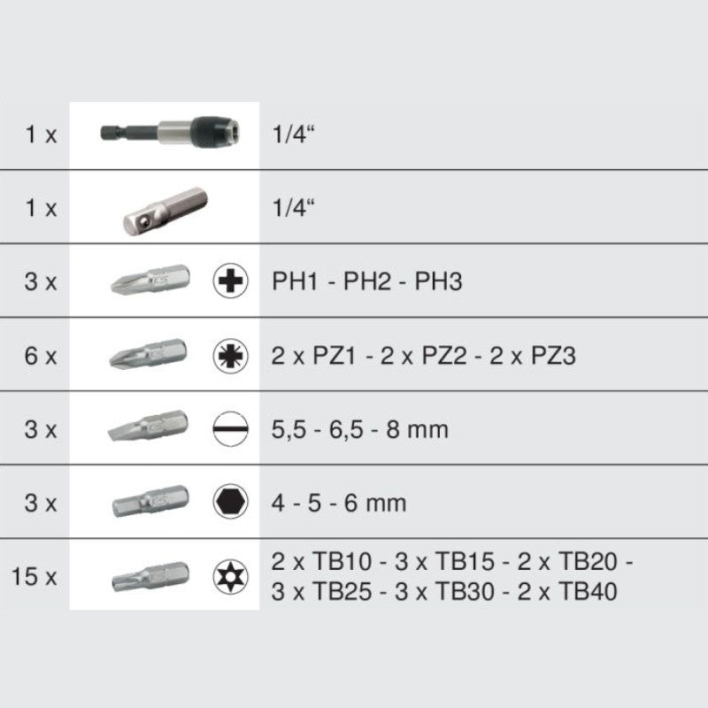 KS TOOLS Jeu de 32 embouts de vissage 1/4'' - 911.2060