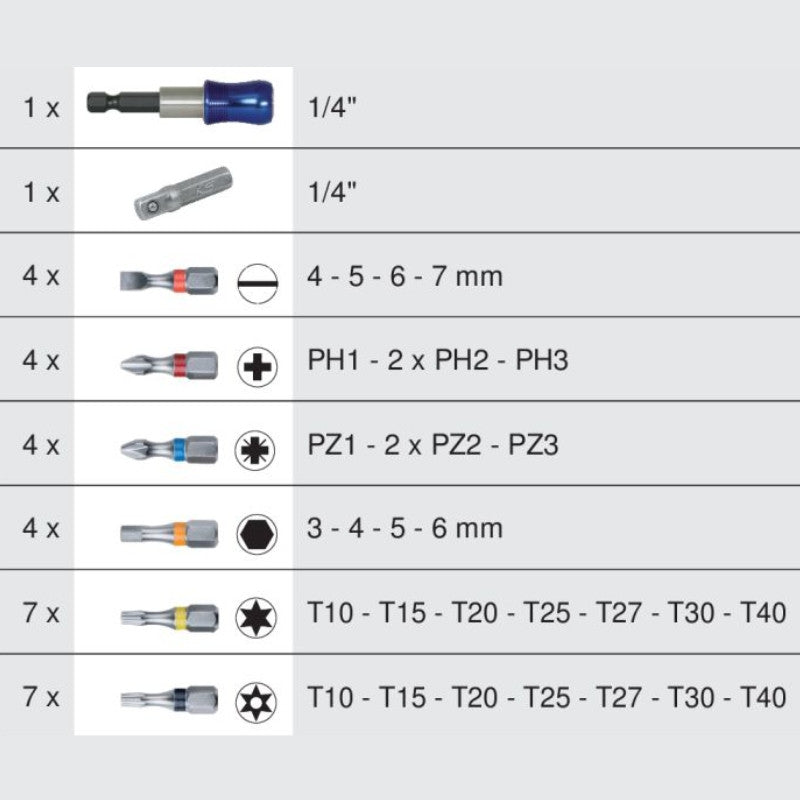 KS TOOLS Jeu 32 embouts de vissage TORSIONpower 1/4'' - 918.3030