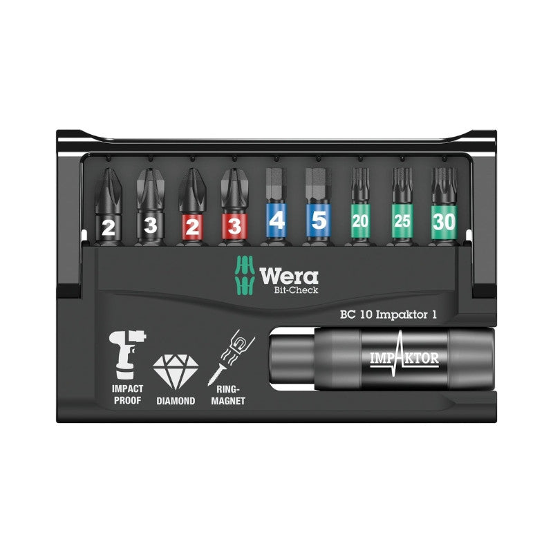 WERA Coffret 9 embouts à chocs + 1 porte embouts Bit-Check- 05073980001