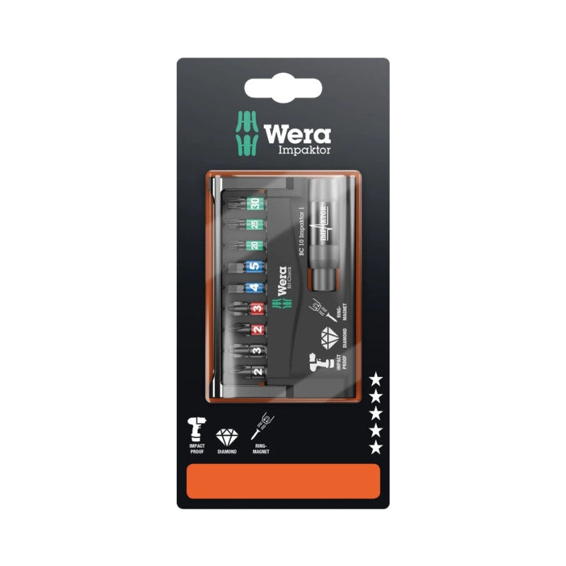 WERA Coffret 9 embouts à chocs + 1 porte embouts Bit-Check- 05073980001