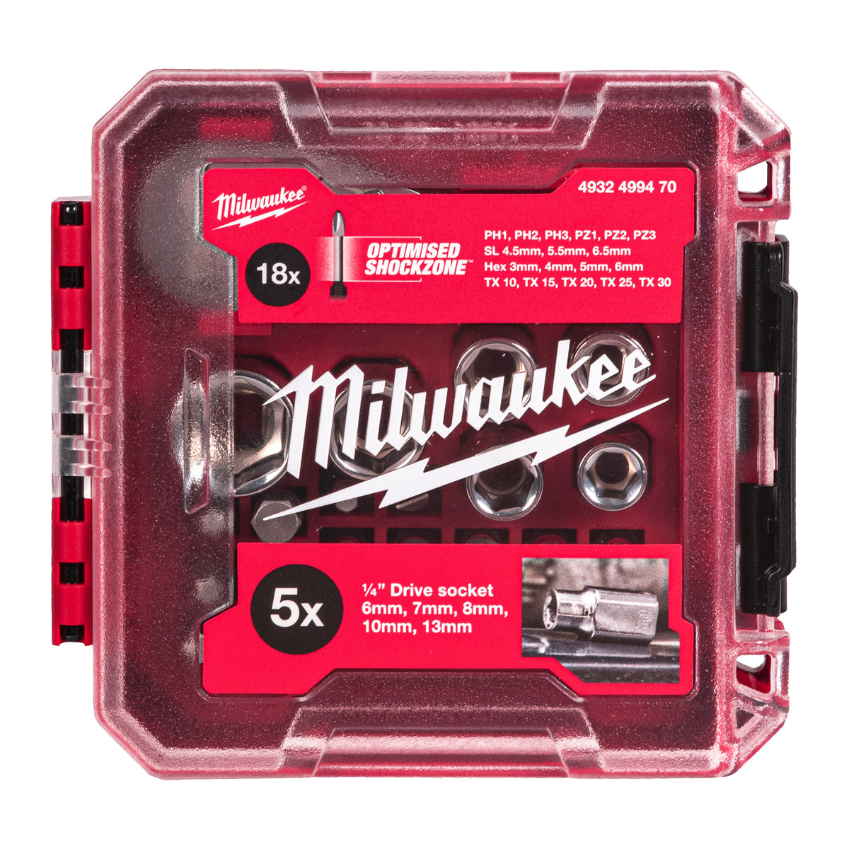 MILWAUKEE Coffret 25 Clés à cliquet 1/4'' + douilles 4932499470