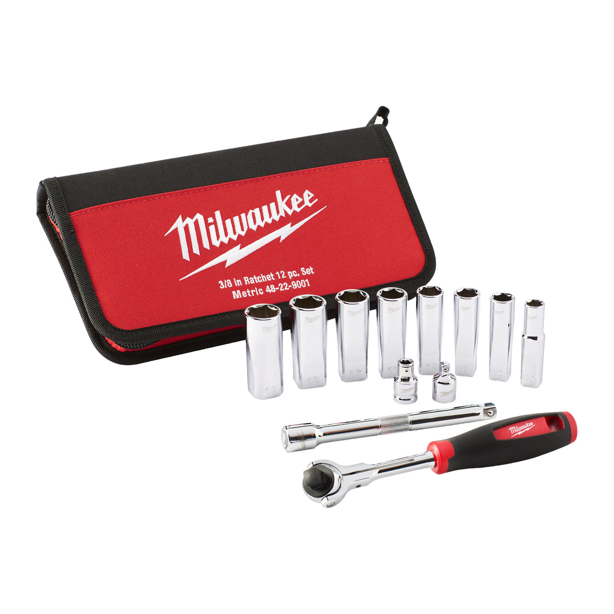 MILWAUKEE Set 12 Clés et douilles 3/8'' 4932501196