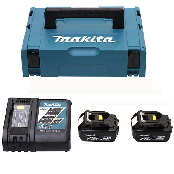 Pack 2 batteries 18v 4ah + chargeur dc18rc 196866-5 makita