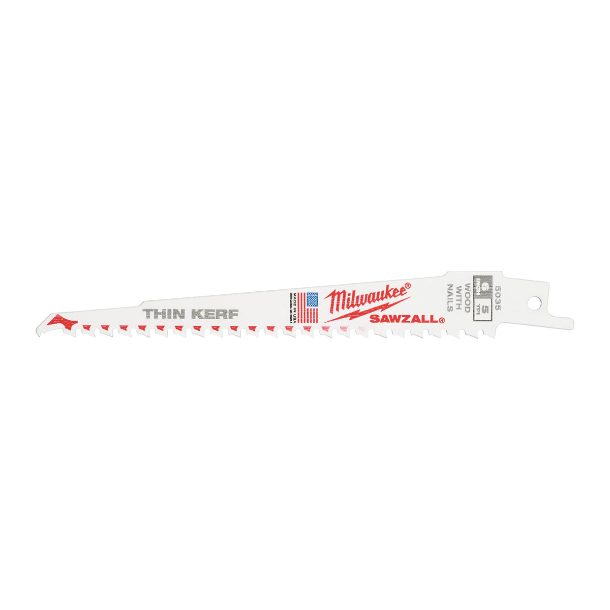 MILWAUKEE 5 Lames scie sabre THIN KERF Bois & clous