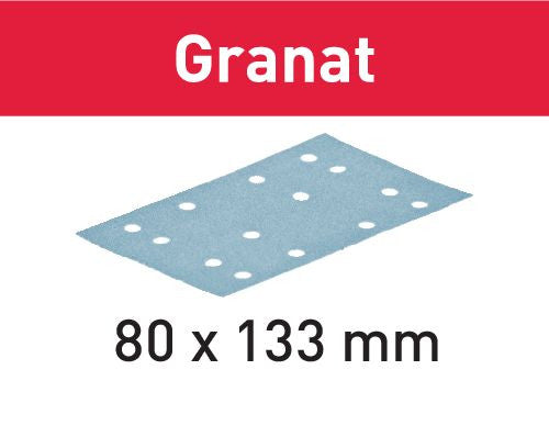 FESTOOL 10 Abrasifs Granat 80x133mm pour supports durs StickFix
