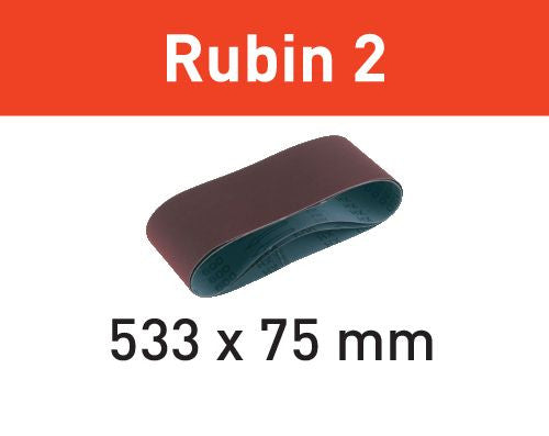 FESTOOL 10 Bandes abrasives Rubin 533x75mm pour ponçage Bois