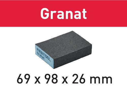 FESTOOL 6 Eponges de ponçage Granat 69x98x26mm