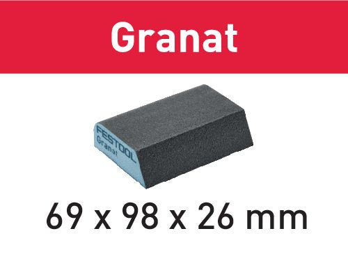 FESTOOL 6 Eponges de ponçage Granat 69x98x26mm