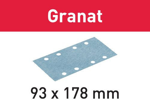 FESTOOL Abrasifs Granat 93x178mm pour supports durs StickFix