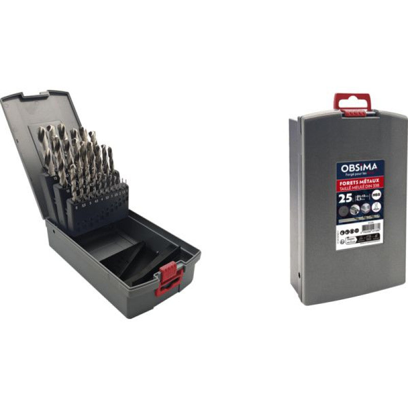 OBSIMA Coffret 25 forets HSS tailles meules - 313922