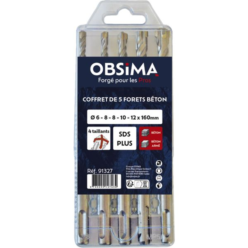 OBSIMA Coffret 5 forets beton ø6-8-8-10-12 x 160m - 315685