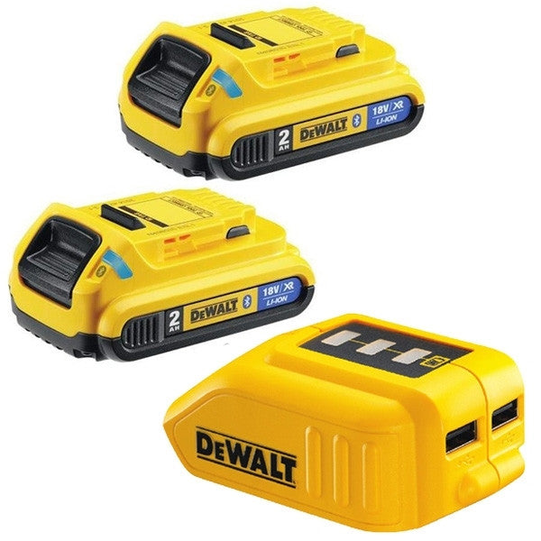 Pack 2 batteries bluetooth 18v 2ah + adapt usb dcb283bc dewalt