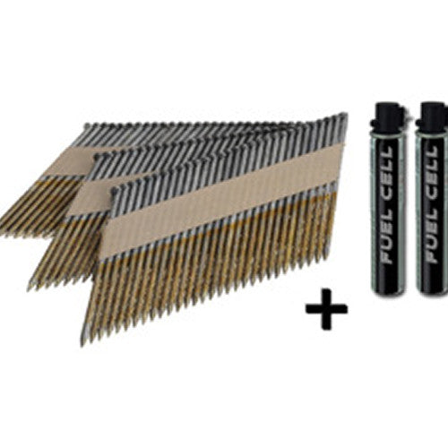 SCAB Pack Pointes bandes 34° annelées galvanisées + 2 Gaz Eco