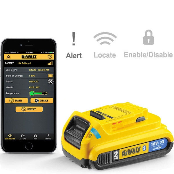 Pack 2 batteries bluetooth 18v 2ah + adapt usb dcb283bc dewalt