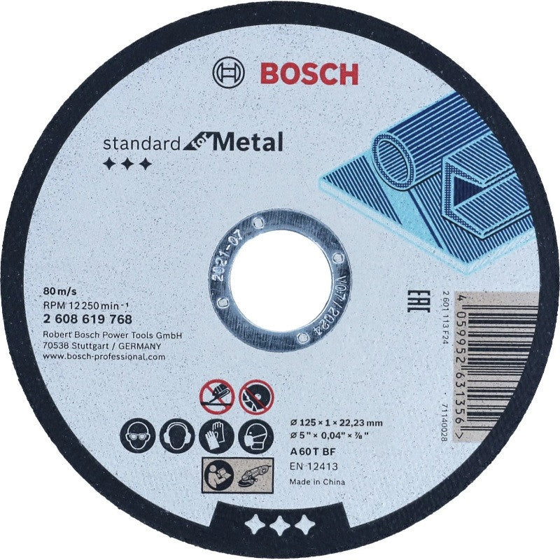 BOSCH Seau de 100 disques standard métal 125x1x22.23 - 2608626116