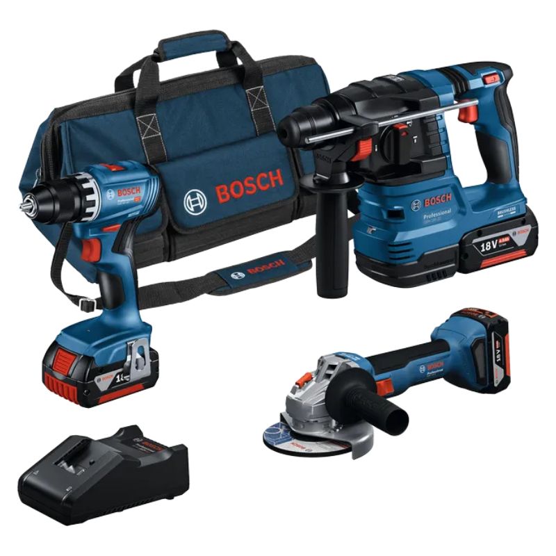 BOSCH Pack 3 outils 18V 3x4Ah GSR+GWS+GBH - 0615A5007L