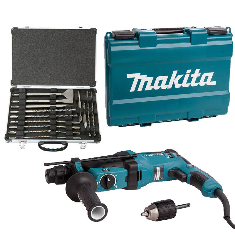 MAKITA Perforateur burineur SDS-Plus 800W avec Coffret foret et burin (17 pcs) - HR2630X7 - D-42444