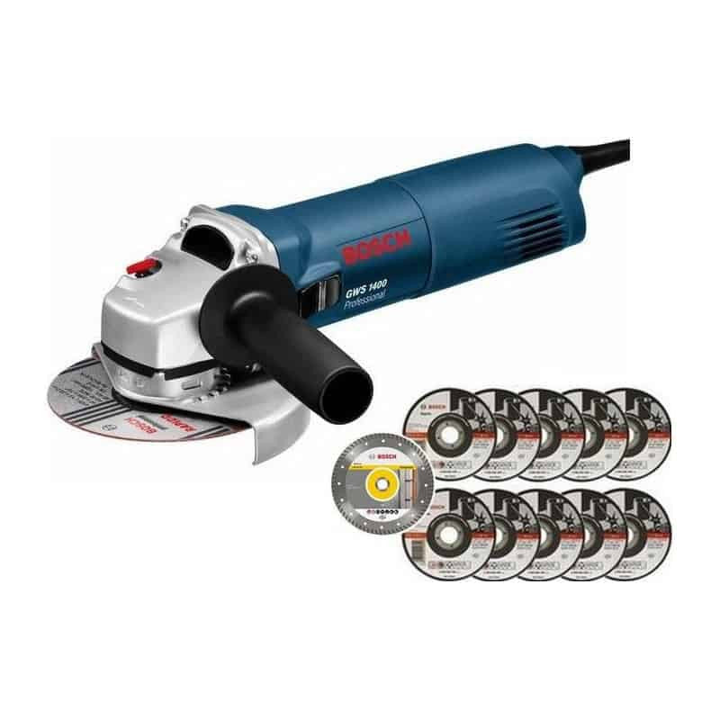 BOSCH Meuleuse d'angle Ø125 mm 1400 W avec 11 disques - GWS1400