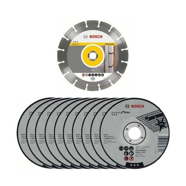 BOSCH Meuleuse d'angle Ø125 mm 1400 W avec 11 disques - GWS1400