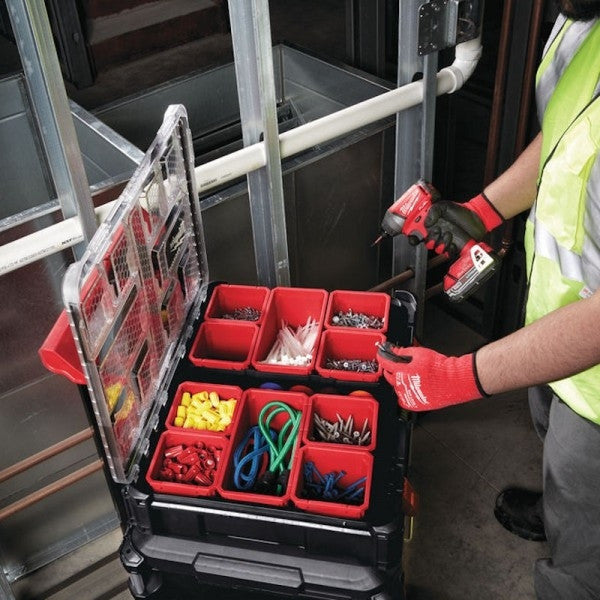 MILWAUKEE Set PACKOUT chariot avec 2 coffrets et 1 organisateur