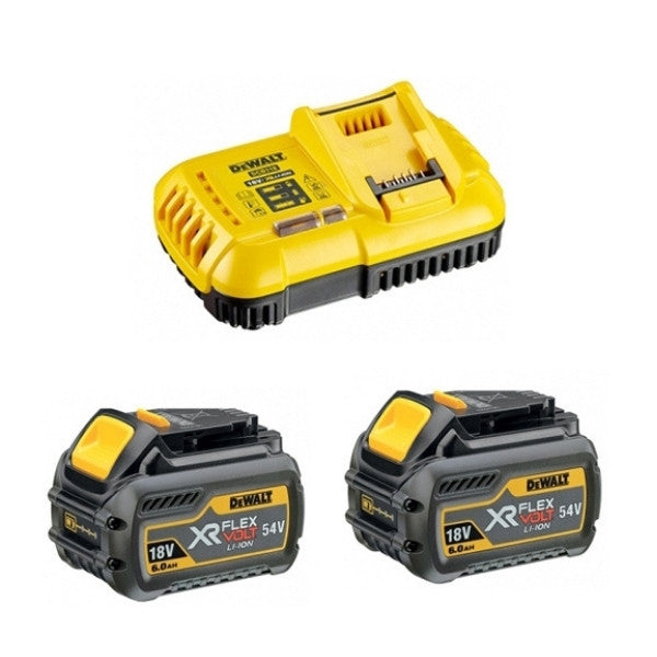 Pack 2 batteries 54v xr flexvolt 2x2/6 ah + chargeur dcb118t2-qw dewalt