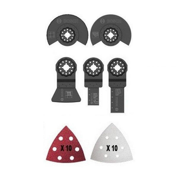 Lot de 5 lames starlock + 20 abrasifs exclu bosch