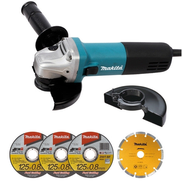 Meuleuse 125 mm 840 w + coffret + 4 disques 9558hnrgk1 makita