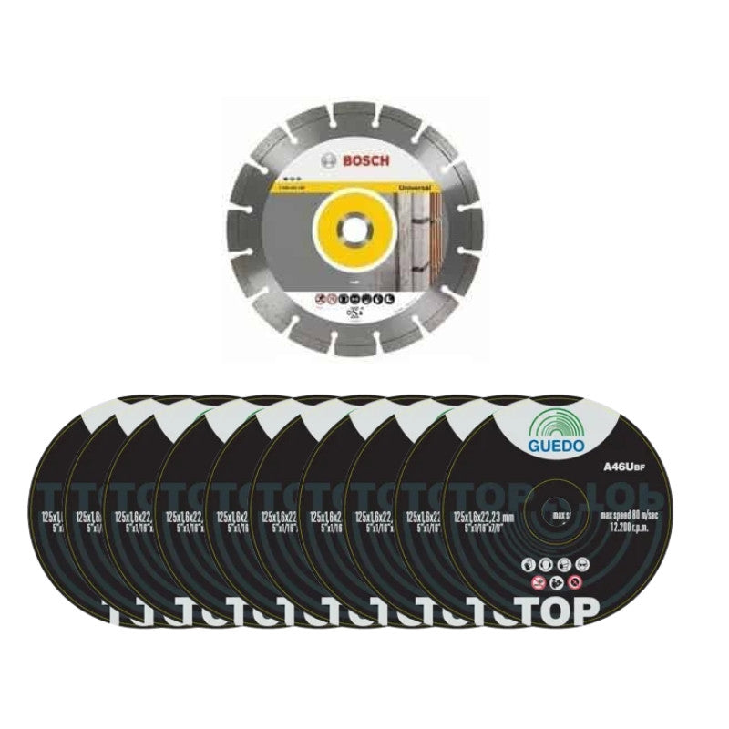 Disques ø125 metal/inox + 1 disque diamant univ.