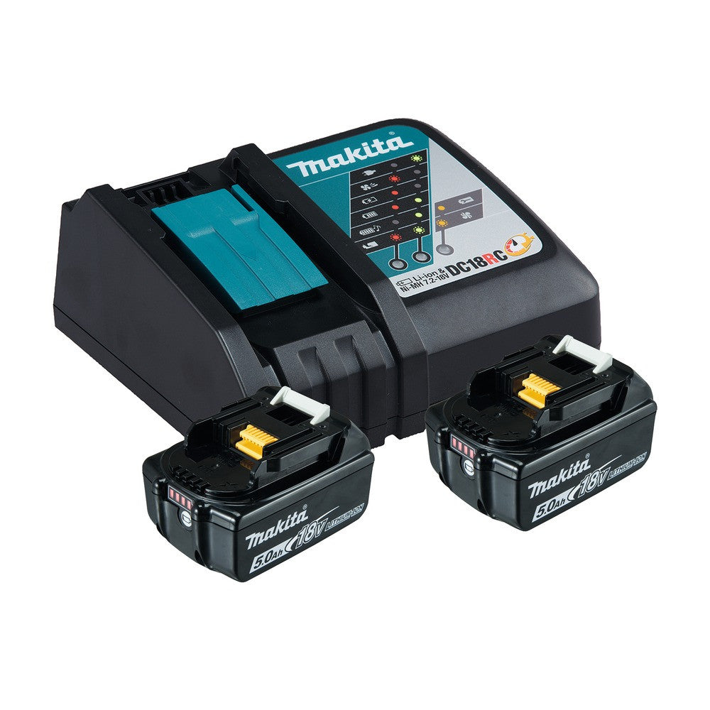 MAKITA Pack Energie 18V 2x5Ah BL1850B + DC18RC carton - 197570-9