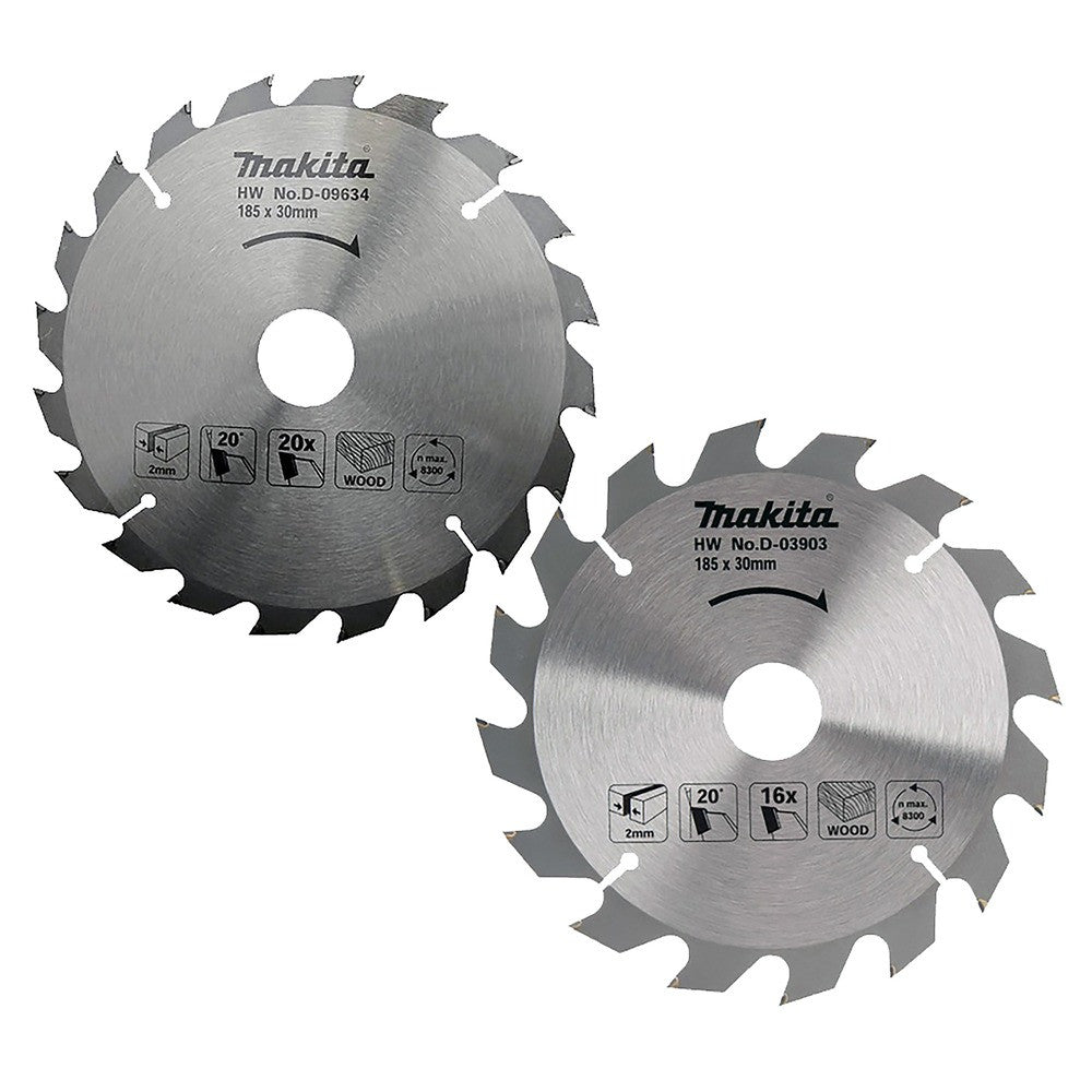 MAKITA 2 Lames carbure bois Ø185x1.4/1.0x20 Z16/20 - D-20052