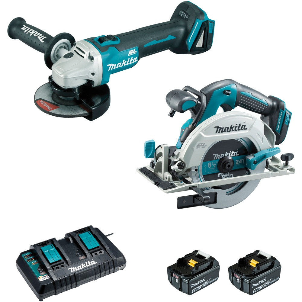 MAKITA Pack 2 Outils 18V 2x5Ah DGA506+DHS680 MAKs - DLX2277PTJ