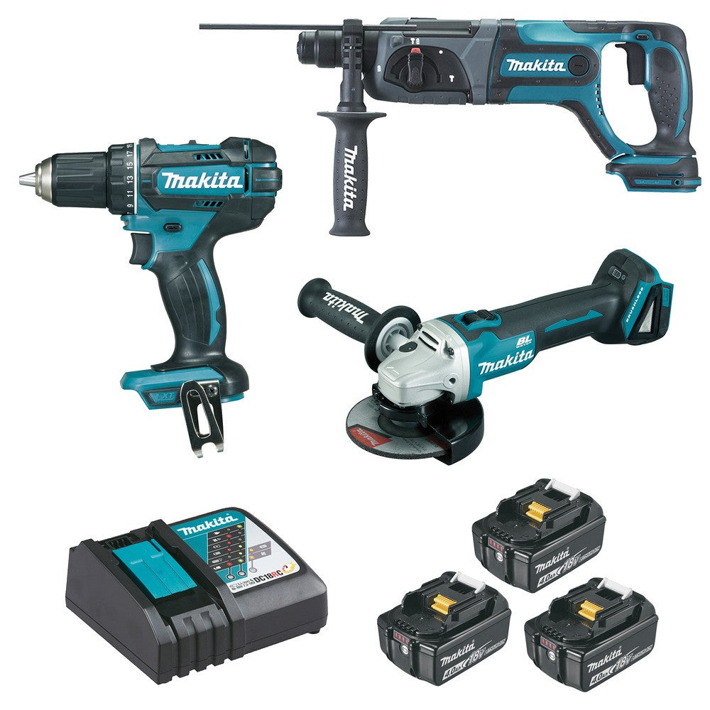 MAKITA Pack 3 Outils 18V 3x4Ah DDF482+DGA504+DHR241 - DLX3078MJ
