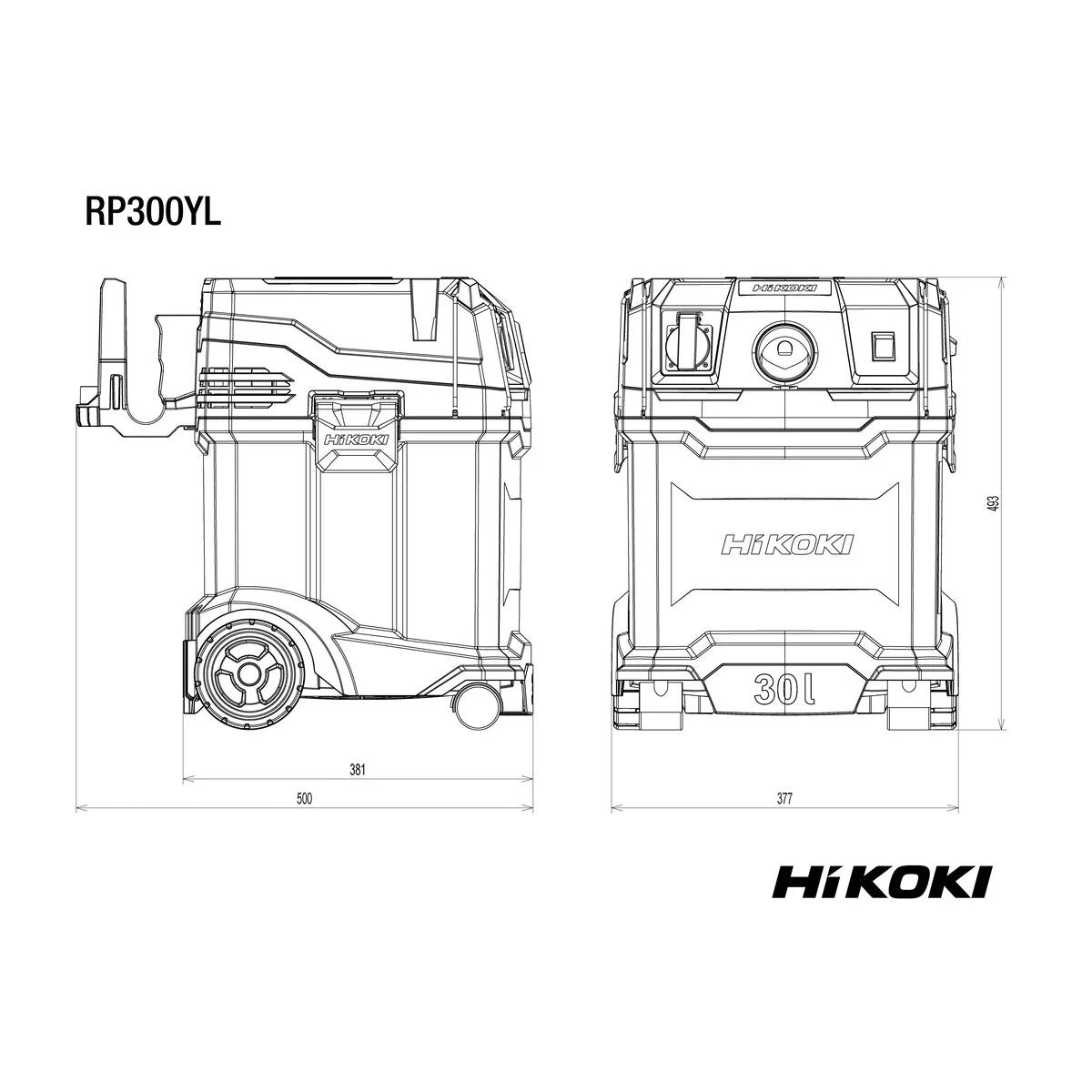 HIKOKI Aspirateur 1200W 4,2m3/min 30L classe L - RP300YLWAZ