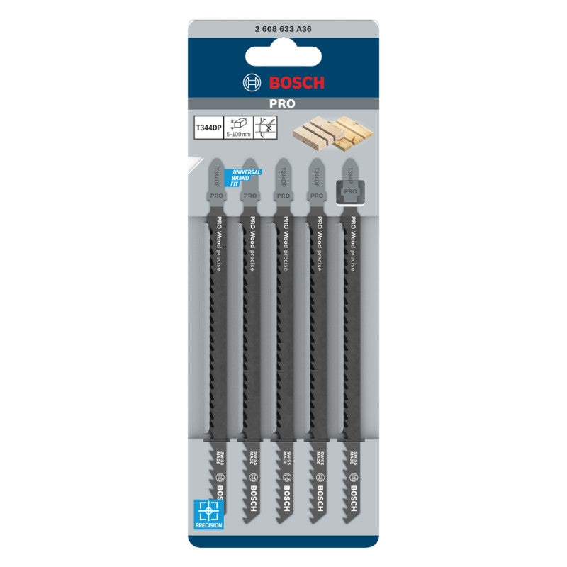BOSCH 5 Lames de scie sauteuse pour bois T344DP 152mm - 2608633A36