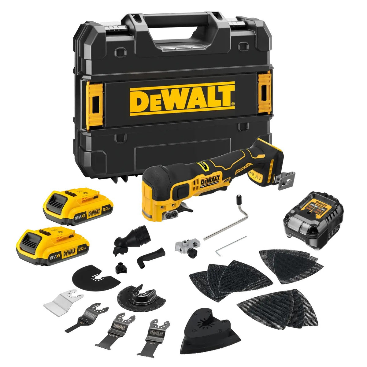 DEWALT Outil Multifonction 18V 2Ah + accessoires - DCS358D2-QW