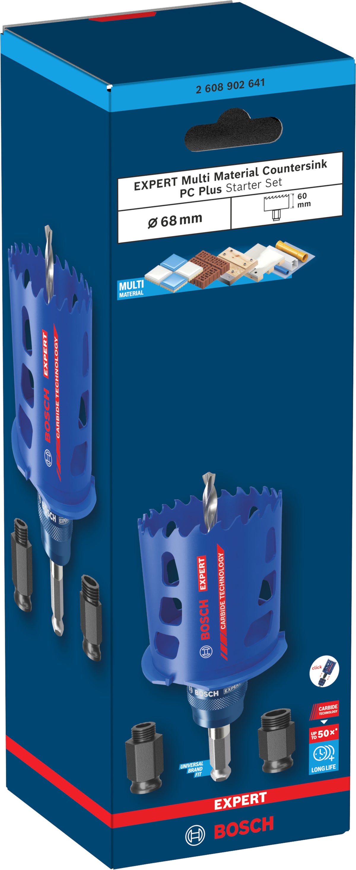 BOSCH EXPERT Kit scie trépan Multi-mat PC+ Ø68x60mm - 2608902641