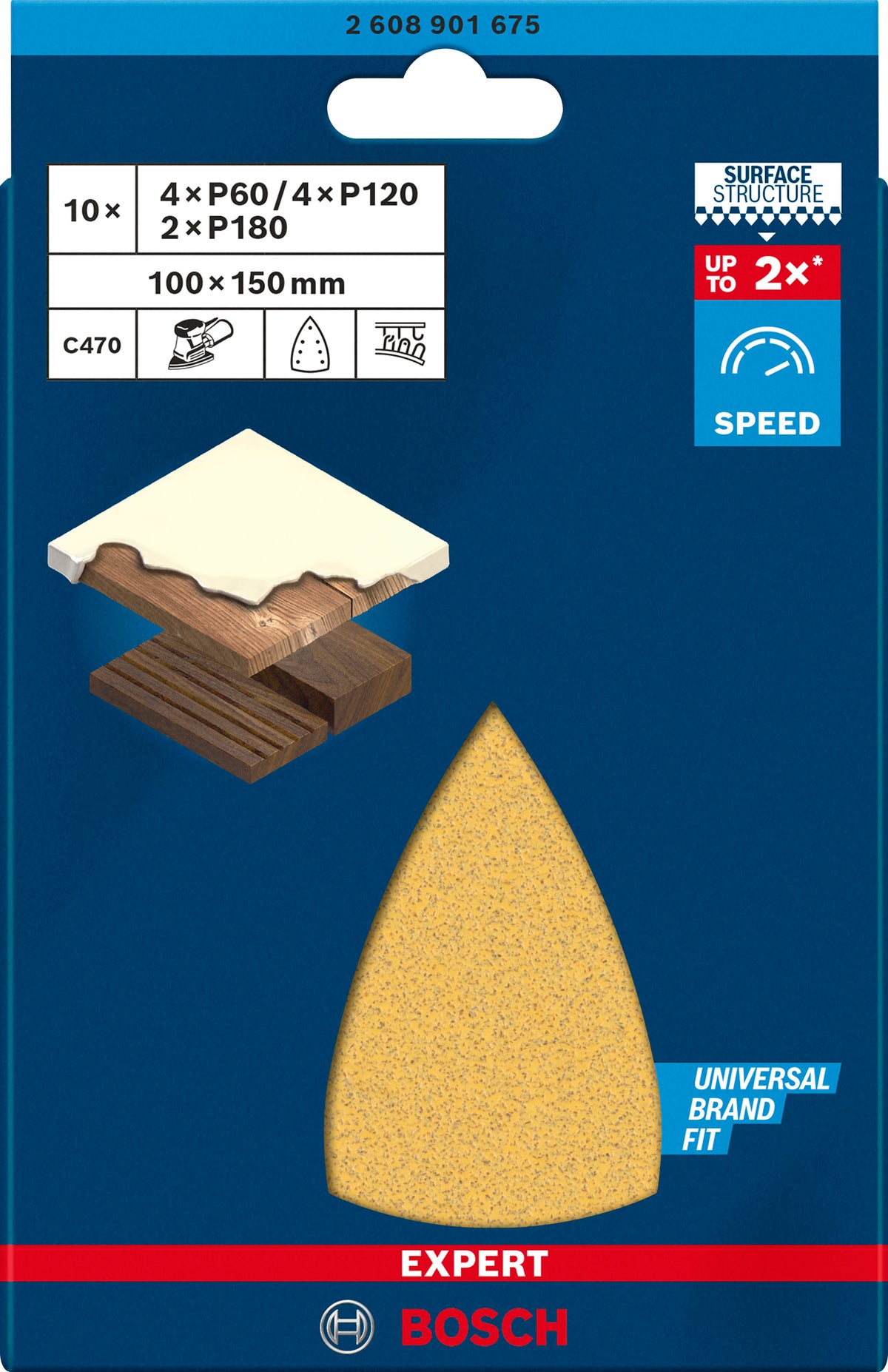 BOSCH Expert 10 feuilles abra. C470 100x150mm G60-180 - 2608901675
