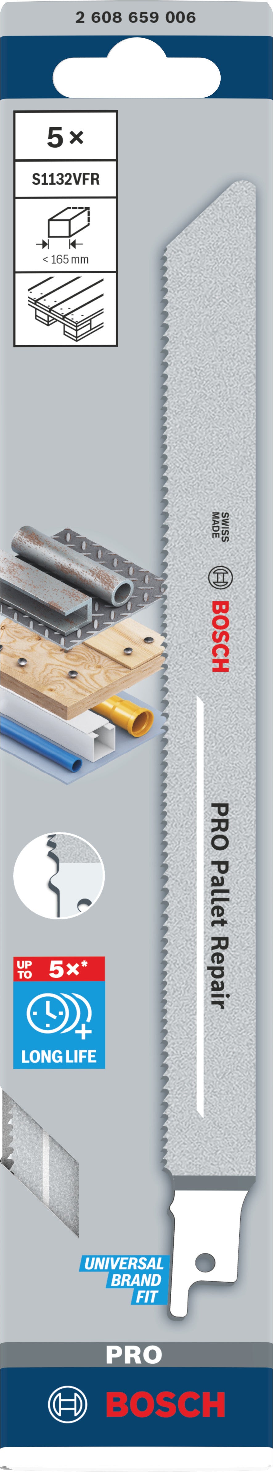 BOSCH PRO 5 Lssabre Palletes S1132VFR 0,9x19x225mm - 2608659006