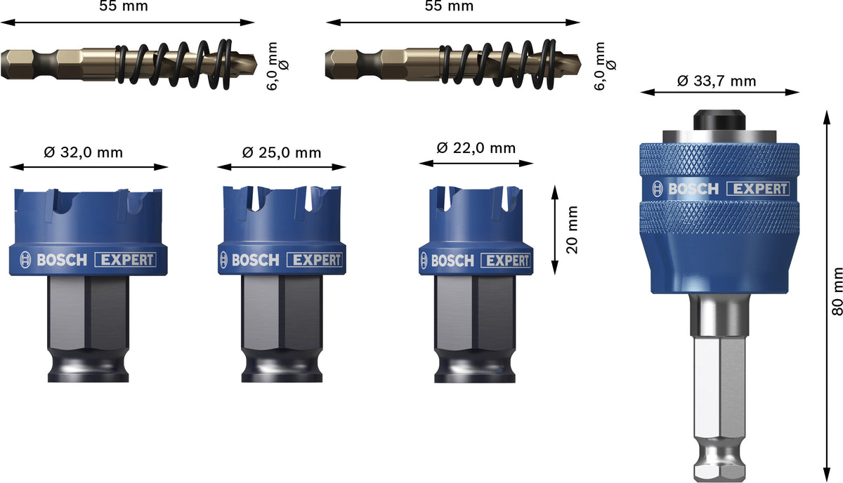 BOSCH EXPERT 6 Scies trépan Métal PC+ Ø22-32x5mm - 2608901963