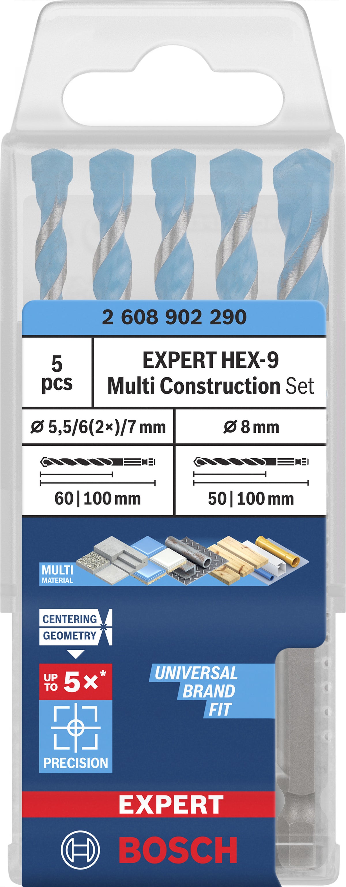 BOSCH EXPERT 5 Forets Multi-mat HEX-9 Ø5,5-8mm - 2608902290
