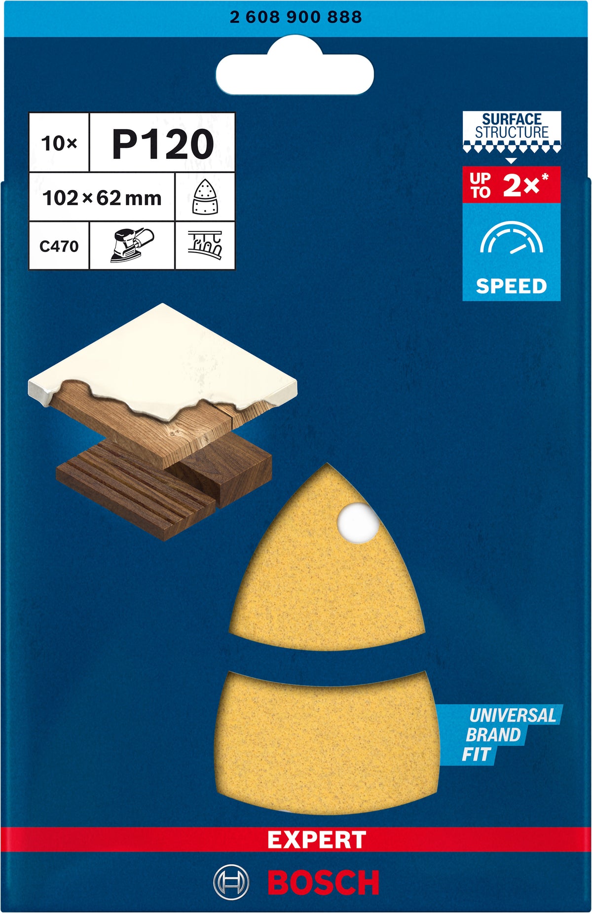 BOSCH EXPERT 10 abrasifs Multi 102x62 mm - C470 - 2608900886