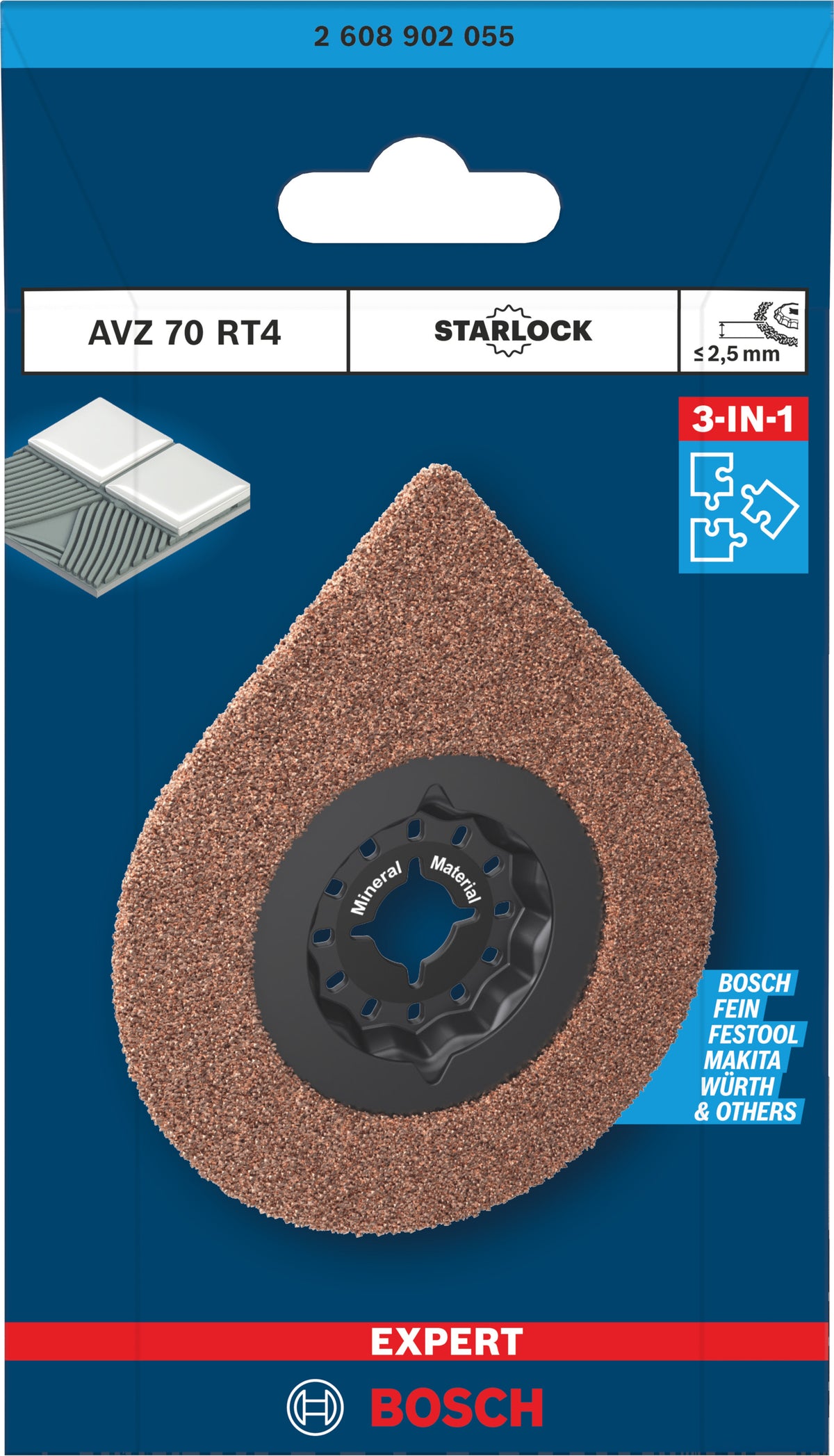BOSCH Expert Lame Oscillant ST abrasif Mortier AVZ70RT4 - 2608902055