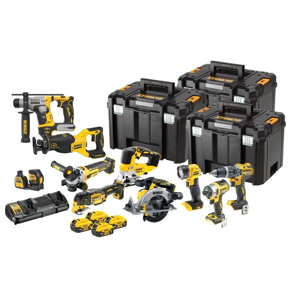 DEWALT Kit 10 outils 18V 4x5Ah XR TSTAK - DCK1012P4T-QW