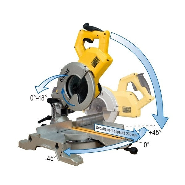 Scie radiale et onglet 1800 w xps dws777 dewalt